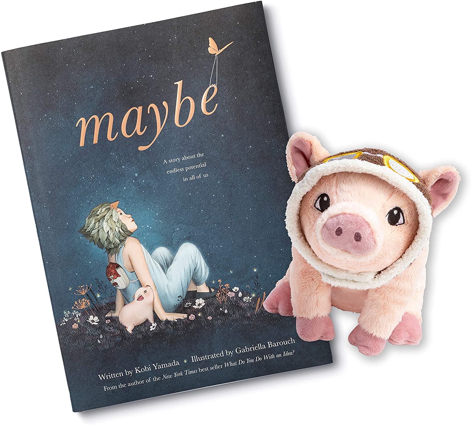 Flying Pig Plush - A Companion to The Book "Maybe" - 9-1/4-in - Mellow Monkey