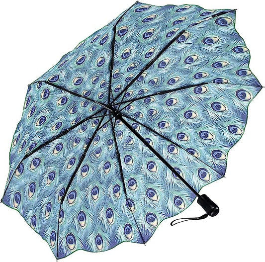 Peacock Folding Umbrella - Reverse Close - Mellow Monkey