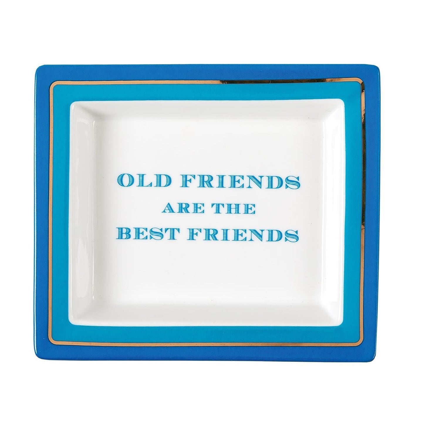 Old Friends Are The Best Friends - Wise Sayings Porcelain Desk Tray - 6-5/8-in - Mellow Monkey