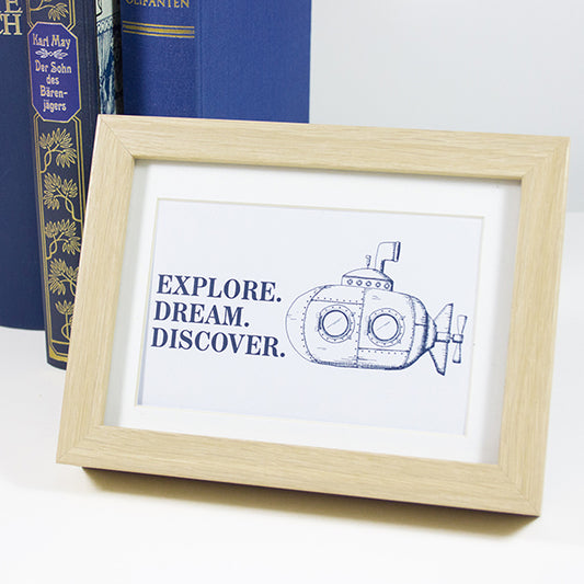 Explore. Dream. Discover. Submarine - Postcard - Mellow Monkey