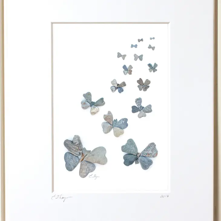 Butterfly Migration Heart Shaped Beach Rocks Print - Mellow Monkey