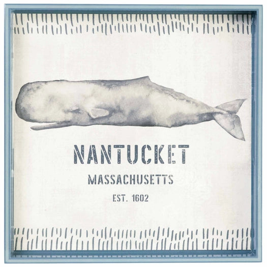 Nantucket Whale Art Decorative Serving Tray - 15-in - Mellow Monkey