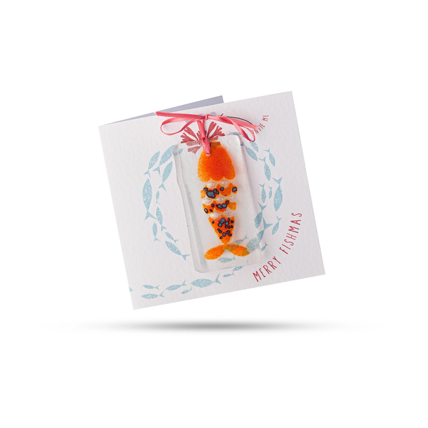 Merry Fishmas! (Solid) - Greeting Card With Fused Glass Gift - Mellow Monkey