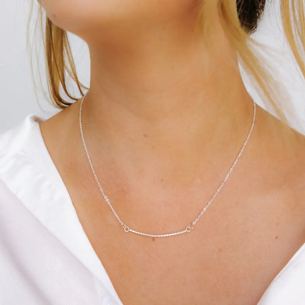 Delicate Curved Bar Necklace - 8.5-inches - Mellow Monkey