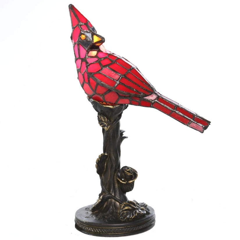 Skylar Red Stained Glass Bird Accent Lamp - 13-1/2-in - Mellow Monkey