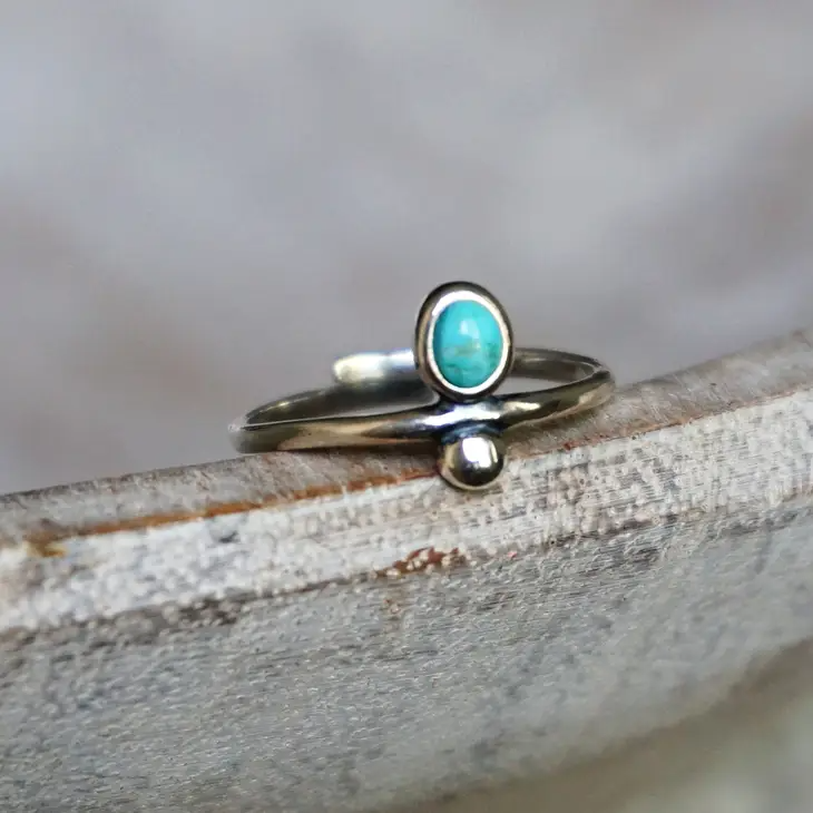 Pana Turquoise Adjustable Ring - Sterling Silver - Mellow Monkey