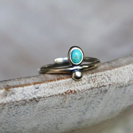 Pana Turquoise Adjustable Ring - Sterling Silver - Mellow Monkey