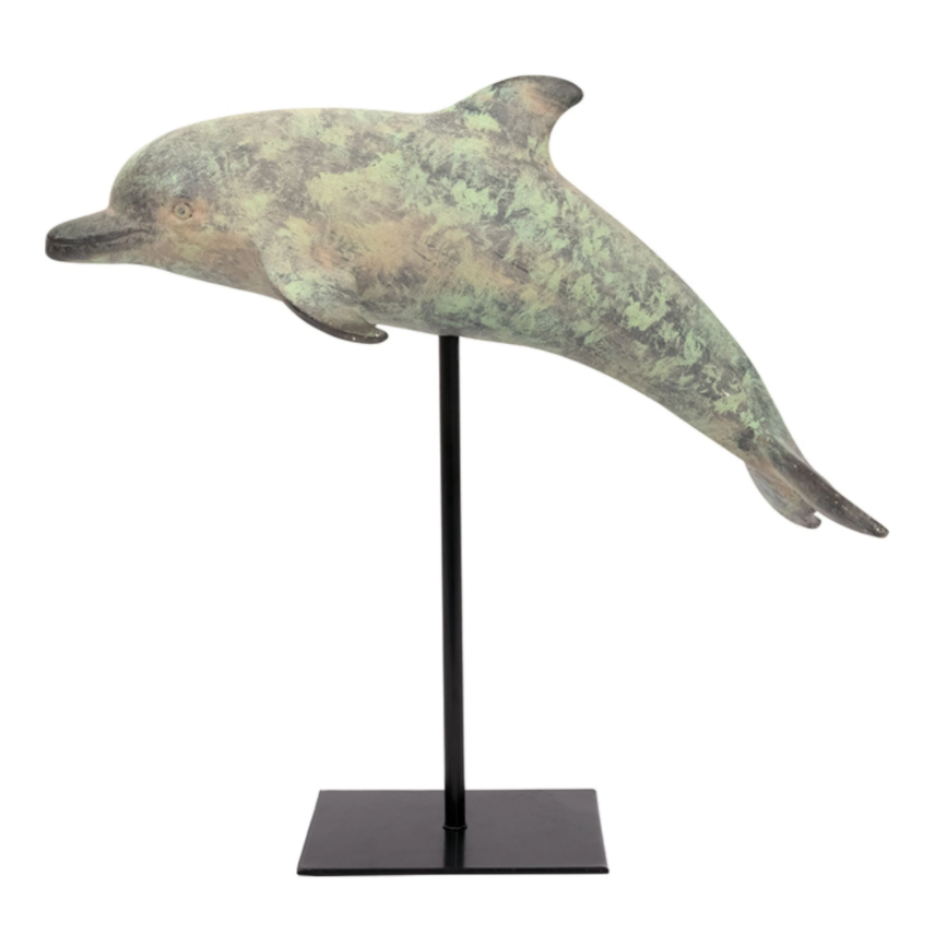 Dolphin Sculpture with Stand - 13-1/2 x 12-in. - Mellow Monkey