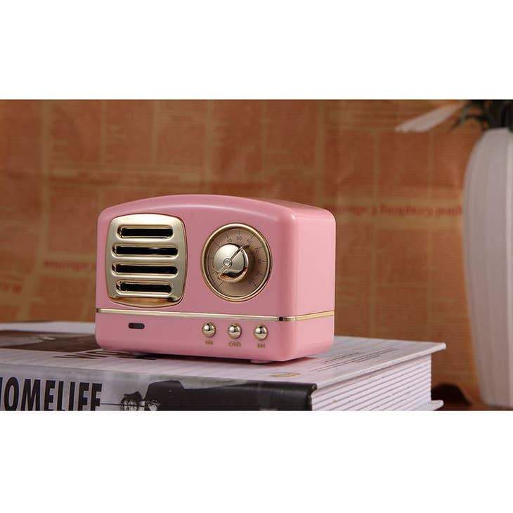 Vintage Radio Style Bluetooth Speaker - Pink - Mellow Monkey