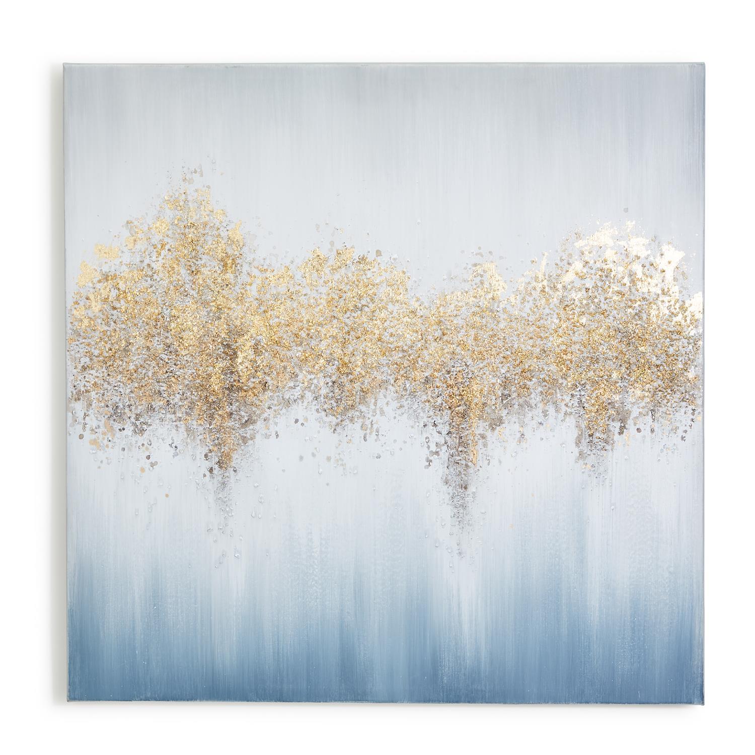 Golden Sundown Abstract - Hand-Painted Canvas Wall Art with 3 Dimensional Golden Texture- 32-in - Mellow Monkey