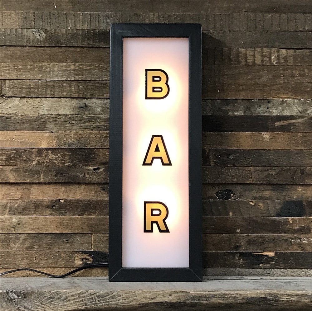 Bar Vintage Lighted Box Sign - 22-1/2-in - Mellow Monkey