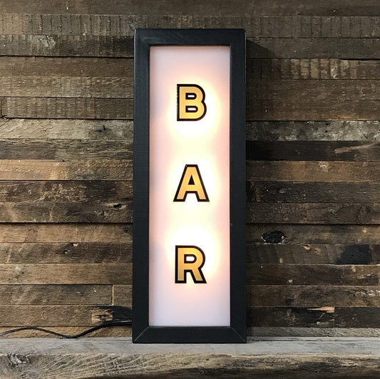 Bar Vintage Lighted Box Sign - 22-1/2-in - Mellow Monkey