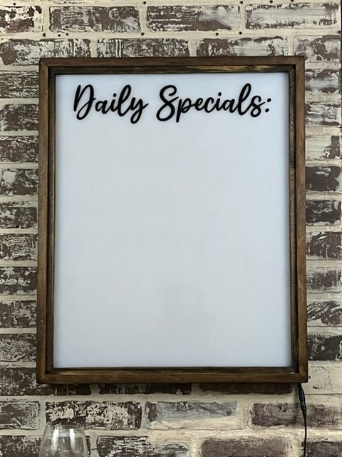 Daily Specials - Lighted Dry Erase Menu Board Framed Shadowbox - 25-1/2-in - Mellow Monkey