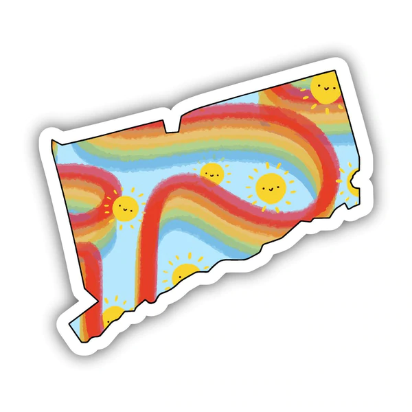 Rainbow Fun Connecticut - Vinyl Decal Sticker - Mellow Monkey