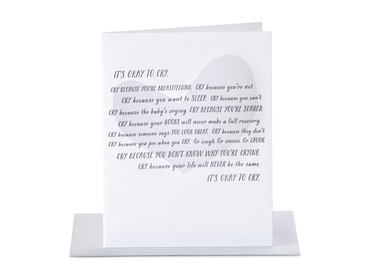It's Okay To Cry ...  4 Trimester Greeting Card - Mellow Monkey