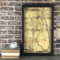 Florida Circa 1891 Vintage Map Framed Brown Wax Shadowbox - 29-1/2-in - Mellow Monkey