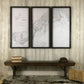 Long Island Sound Triptych - From Fairfield to Bridgeport - Framed Map Circa 1931 Grey Wax Shadowbox - 42-in - Mellow Monkey