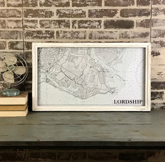 Lordship Stratford Milford Pleasure Beach Long Beach Point No Point Russian Beach Stratford Point Housatonic River Long Island Sound Vintage Nautical Map Circa 1940 Framed White Wash Shadowbo - Mellow Monkey