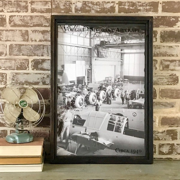 Vought-Sikorsky Aircraft Reproduction Photo in Framed Shadowbox 26-3/4-in #2 - Mellow Monkey