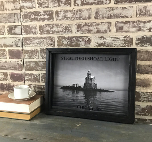 Stratford Shoals Light Reproduction Photo in Framed Shadowbox 18-in - Mellow Monkey