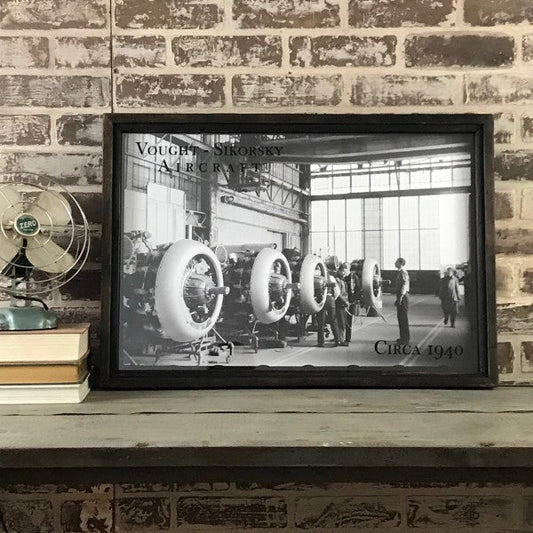 Vought-Sikorsky Aircraft Reproduction Photo in Framed Shadowbox 26-3/4-in #3 - Mellow Monkey