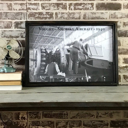 Vought-Sikorsky Aircraft Reproduction Photo in Framed Shadowbox 26-3/4-in #5 - Mellow Monkey