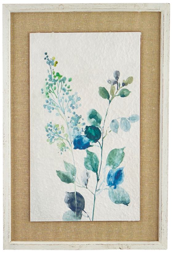 Eucalyptus Textured Paper With Burlap Framed Wall Art -  24-1/2-in - Mellow Monkey
