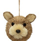 Sisal Bottle Brush Raccoon/Bear Head Ornament - 4"H - Mellow Monkey