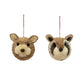 Sisal Bottle Brush Raccoon/Bear Head Ornament - 4"H - Mellow Monkey