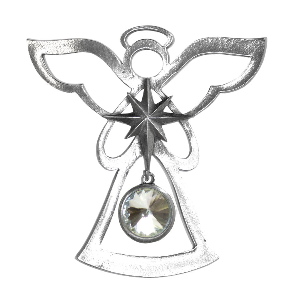 Birthstone Angel Ornament - April - Diamond - 2-7/8-in - Mellow Monkey