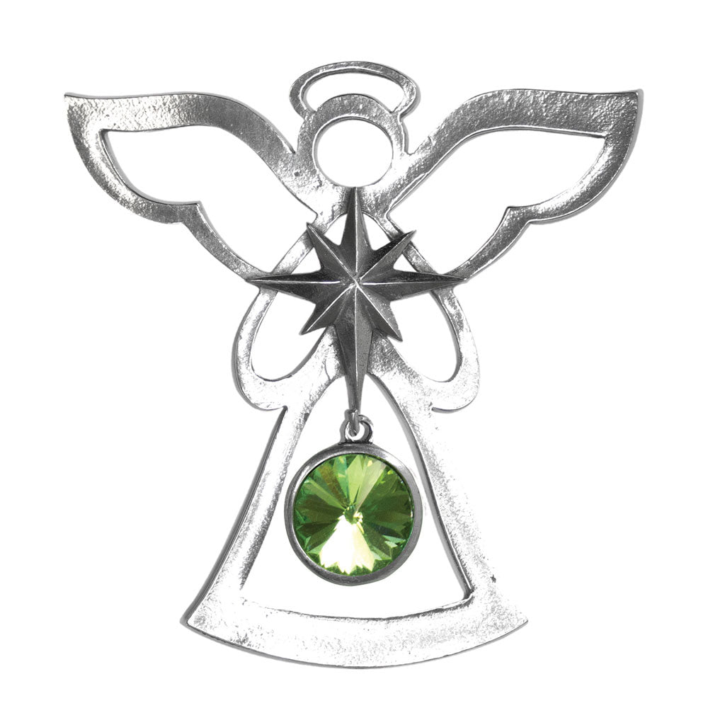 Birthstone Angel Ornament - August - Peridot - 2-7/8-in - Mellow Monkey