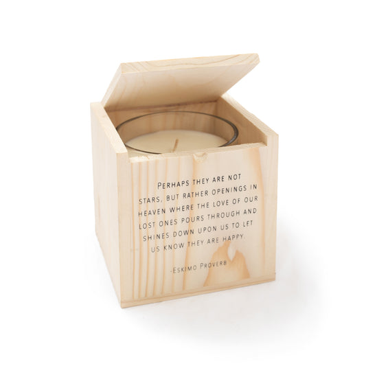 Blessing Candle in Wood Gift Box from Sugarboo - Perhaps They Are Not Stars But Rather Openings In Heaven - Mellow Monkey