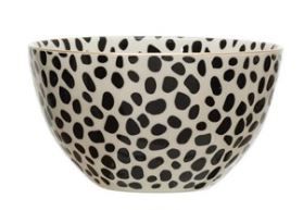 Black and White Stoneware Bowl with Pattern & Gold Electroplating - Mellow Monkey