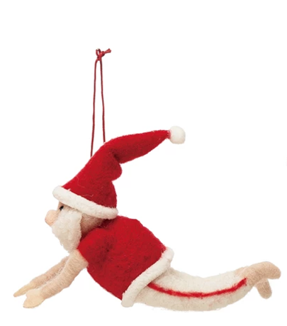Wool Felt Yoga Santa Ornament - 3-3/4" - Mellow Monkey