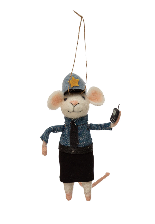 Wool Felt Law Enforcement Mouse Ornament -5-in - Mellow Monkey