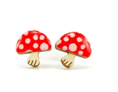 Polka Dot Mushroom Stud Earrings - Mellow Monkey