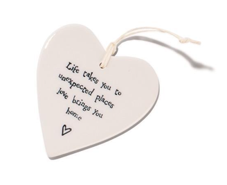 Ceramic Heart Ornament - 3-3/4-in - Mellow Monkey