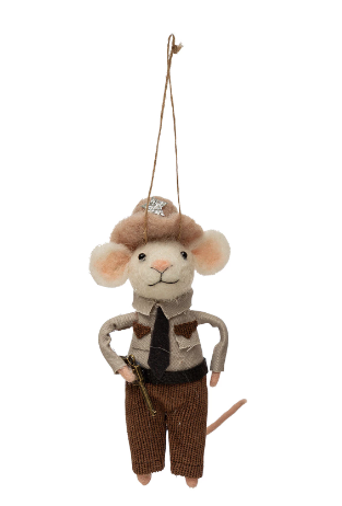 Wool Felt Law Enforcement Mouse Ornament -5-in - Mellow Monkey