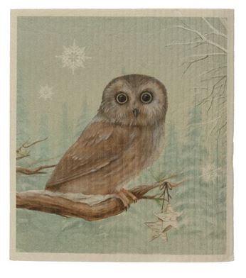 Holiday Forest Animal Swedish Dishcloth in owl style