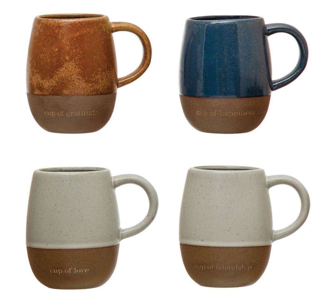 Stoneware Mug w/ Wood Gift Box & Saying- 4 Styles (Each Varies) - Mellow Monkey