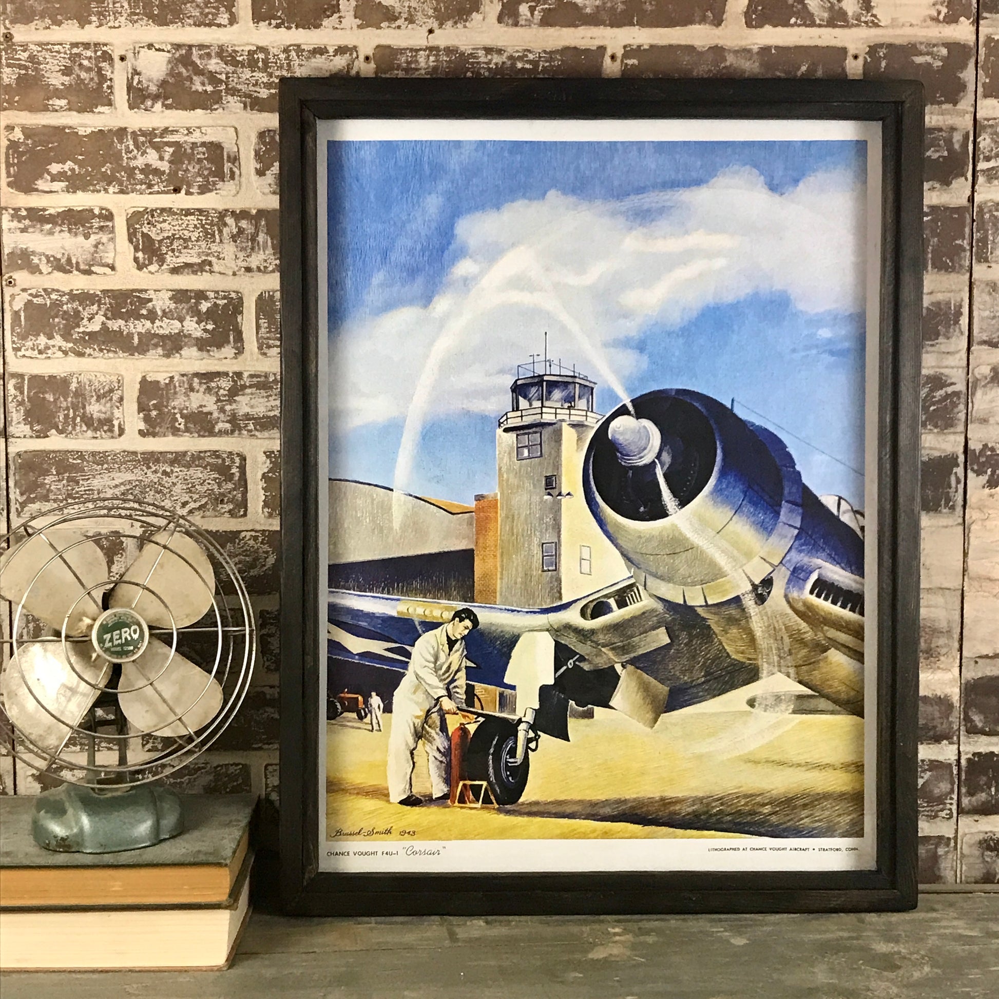 Chance Vought F4U-1 "Corsair" 1943 - Reclaimed Wood Frame - Black - 26-7/8-in - Mellow Monkey