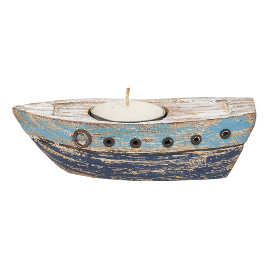 Boat Shaped Tea Light Holder - 5 in - Mellow Monkey