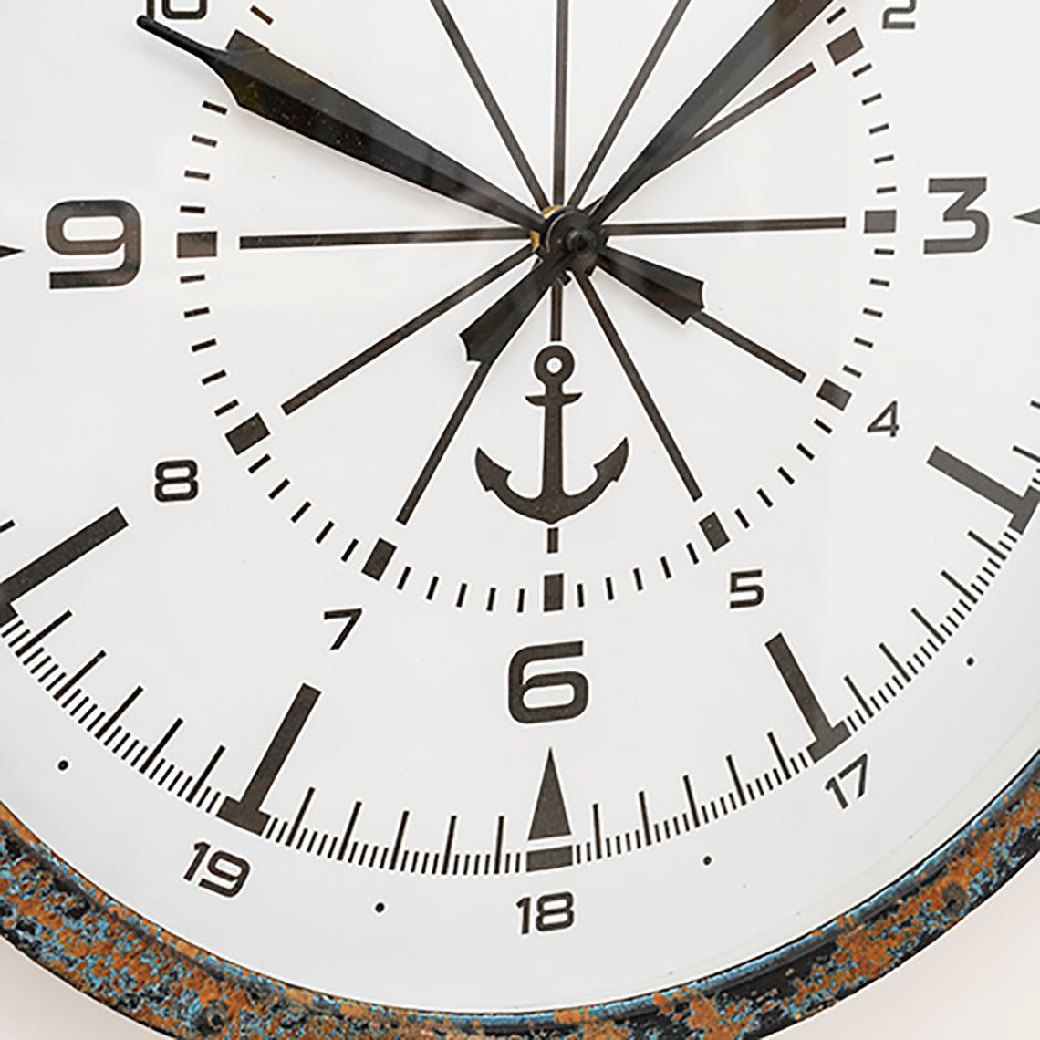 Nautical Wall Clock With Metal Frame And Jute Hanger 15.5 in Mellow