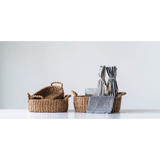 Hand-Woven Seagrass Basket with Handle - Mellow Monkey