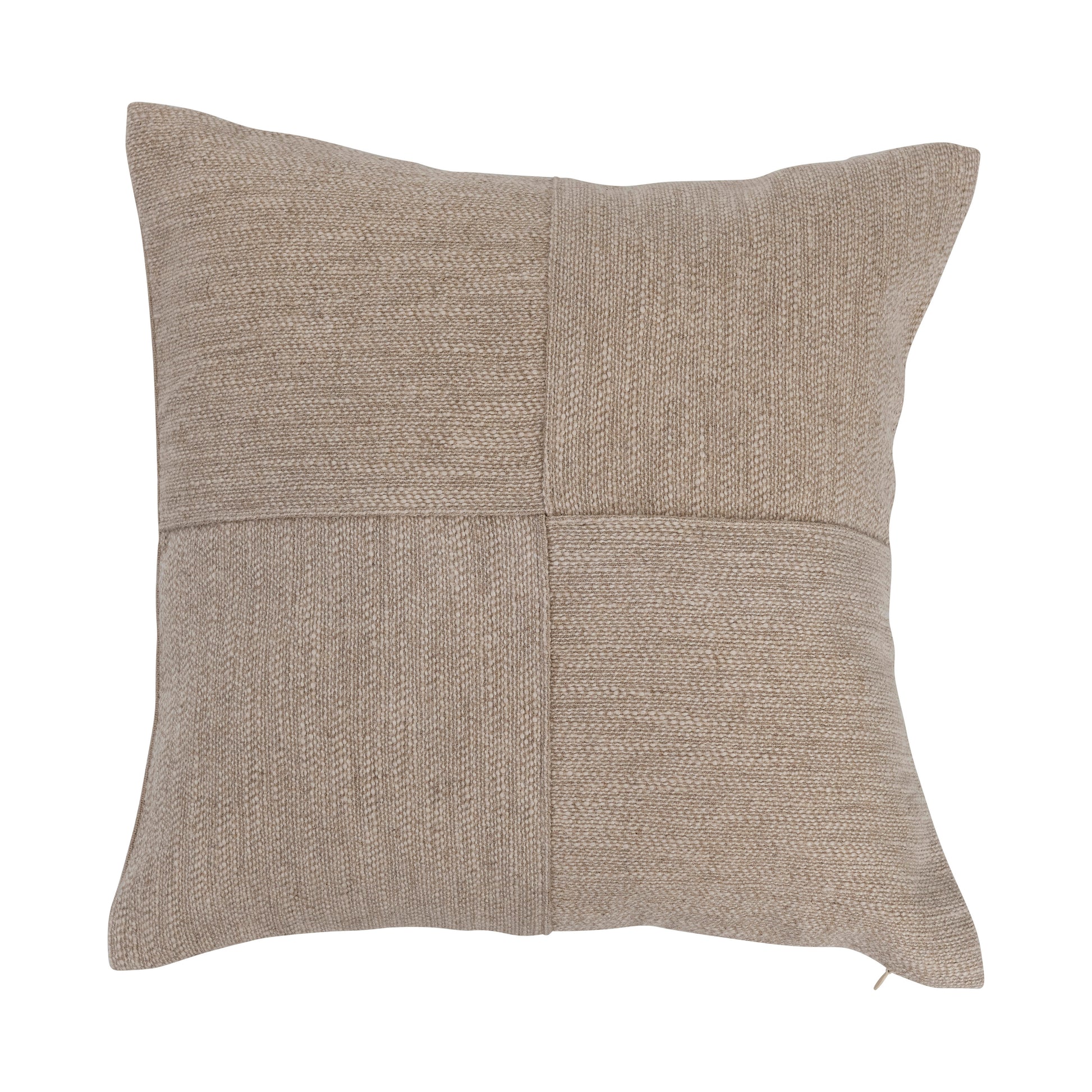Woven Linen Blend Pieced Throw Pillow - Natural- 16-in - Mellow Monkey