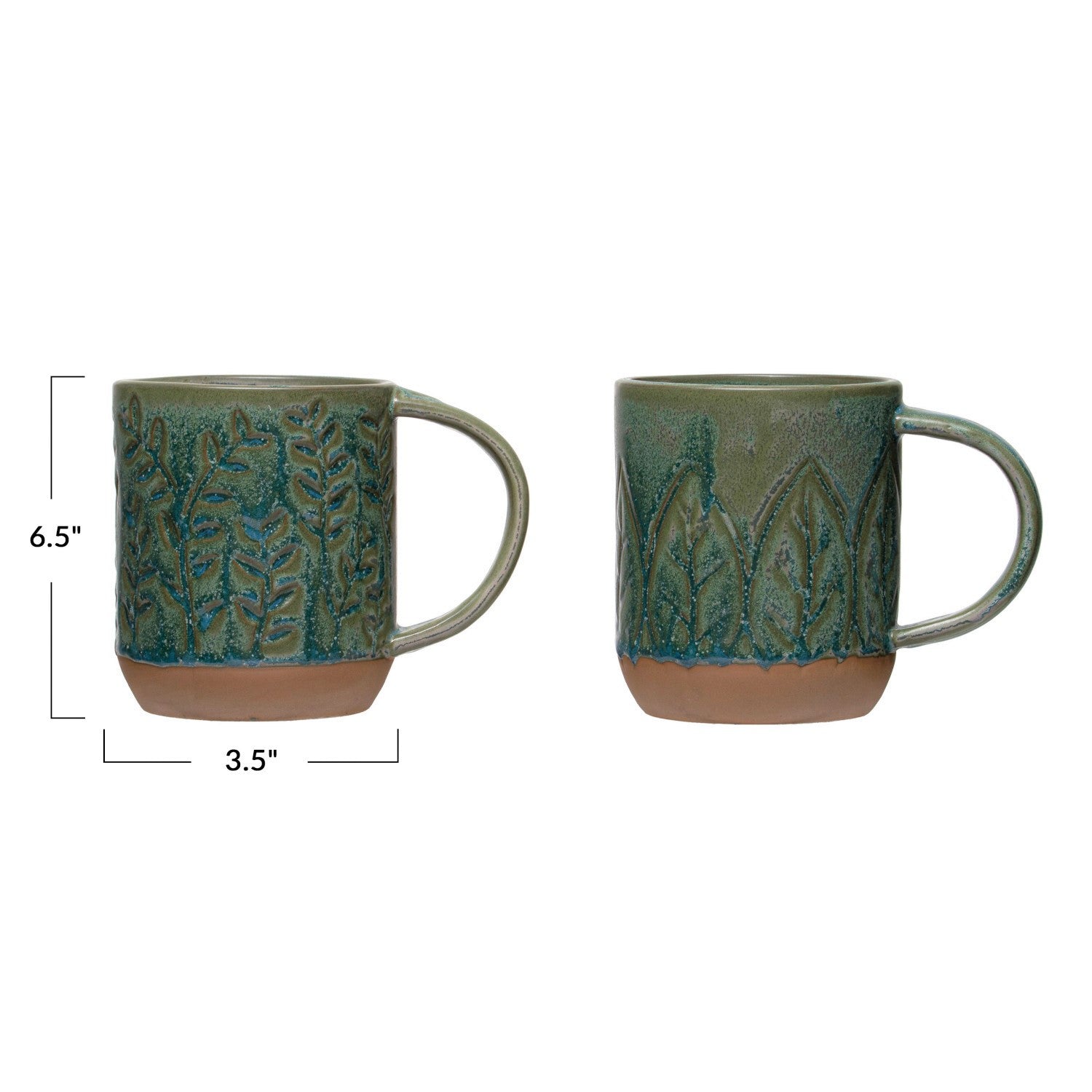 Debossed Stoneware Mug - Green - 16-oz - Mellow Monkey
