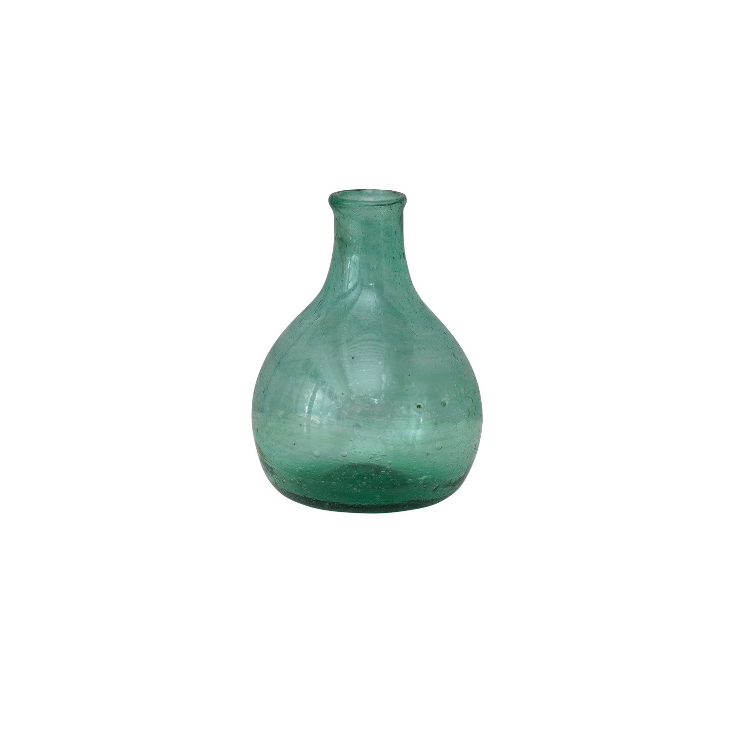 Hand-Blown Teal Glass Vase - 4-1/2-in - Mellow Monkey
