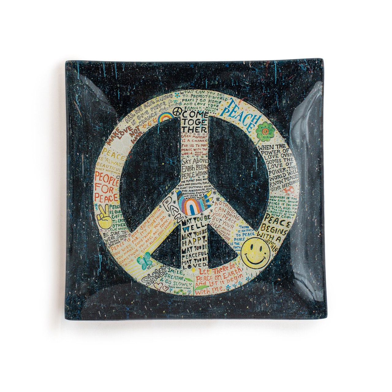 Peace Sign - Small Square Decoupage Plate - 6-in - Mellow Monkey