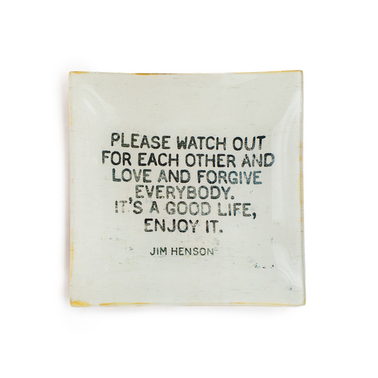 Good Life - Small Square Decoupage Plate - 6-in - Mellow Monkey