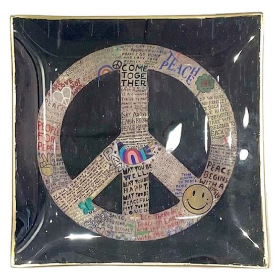 Choose Peace - Large Square Decoupage Plate - 10-in - Mellow Monkey